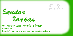 sandor korpas business card